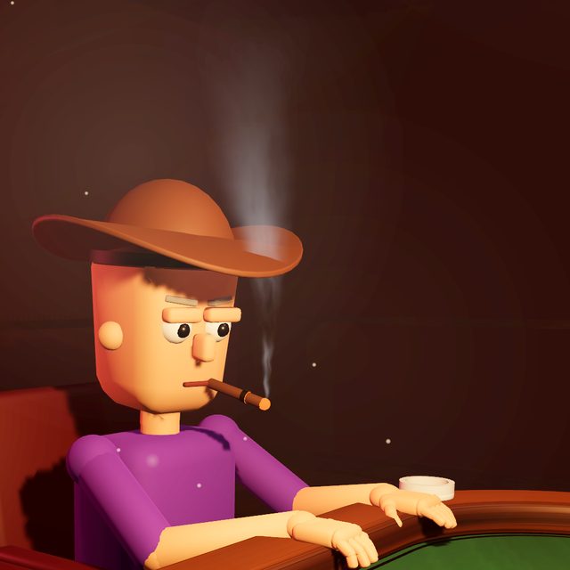 El del sombrero, con el cigarrillo en la boca